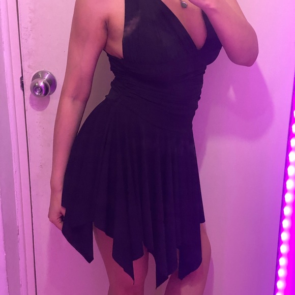 Black Ruched Halter Neck Skater Dress - Picture 5 of 6